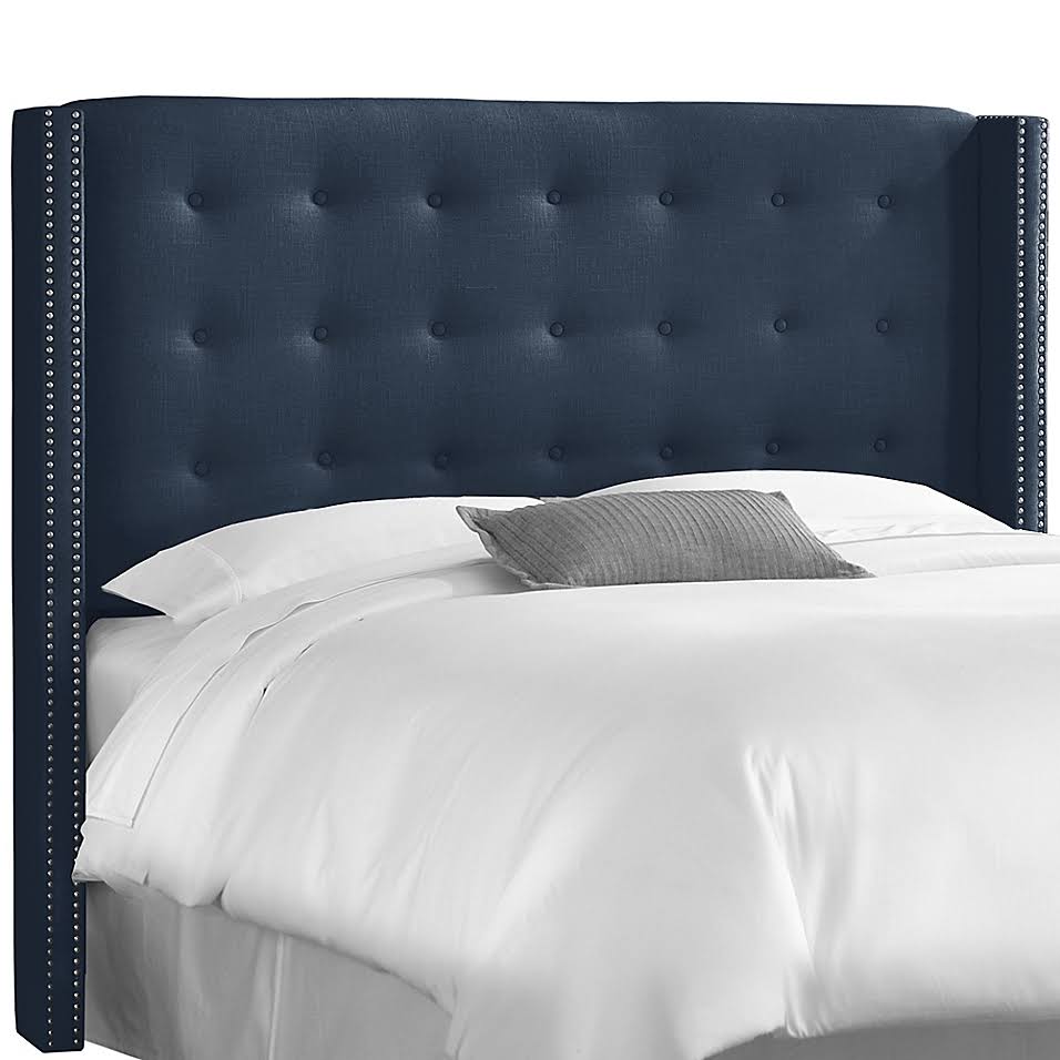 Navy Tufted Wingback Headboard A574