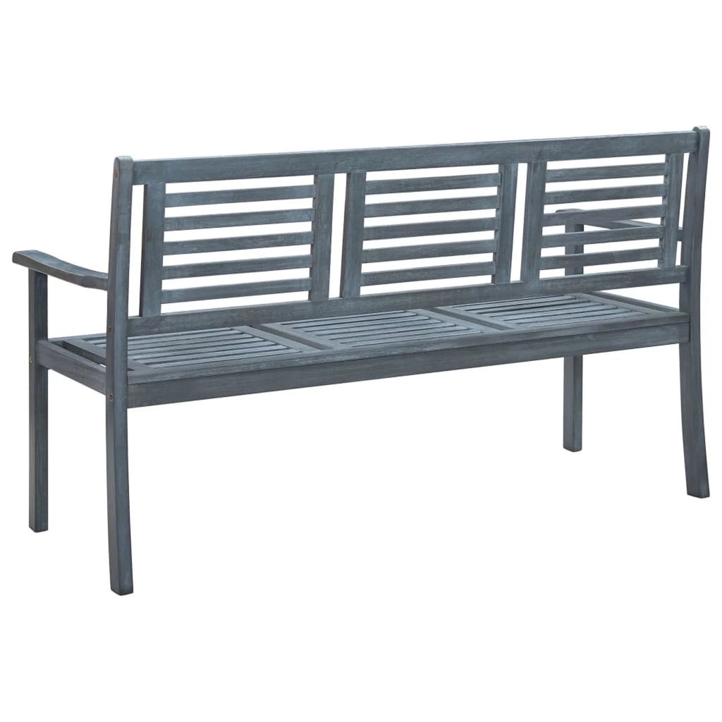3-Seater Eucalyptus Wood Outdoor Bench Gray E427
