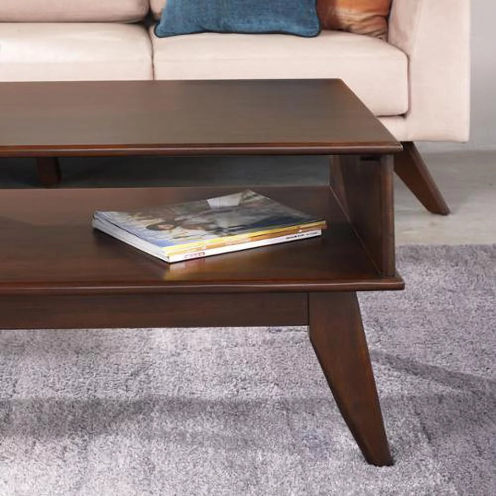 Solid Hardwood 48 Inch Wide Rectangle Mid Century Modern Coffee Table Z648722
