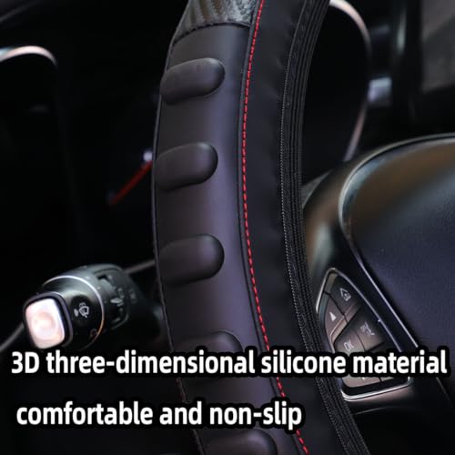 Black Elastic Stretch 14.5-15Inch Universal Steering Wheel Cover V94485