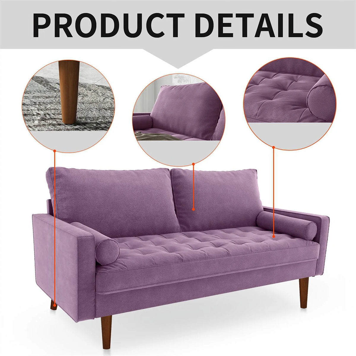70" Upholstered Velvet Sofa P192