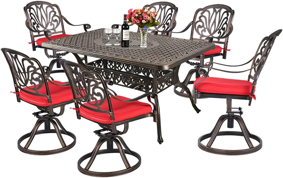 5-Piece Cast Aluminum Patio Dining Set with Umbrella Hole B273086