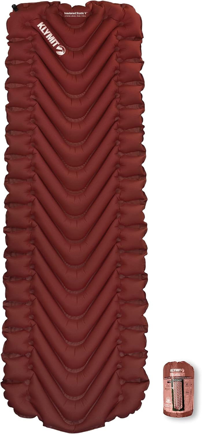 Insulated Static V Sleeping Pad, Lightweight, 2.5 Inches Thick, Inflatable Camping Mattress F694581