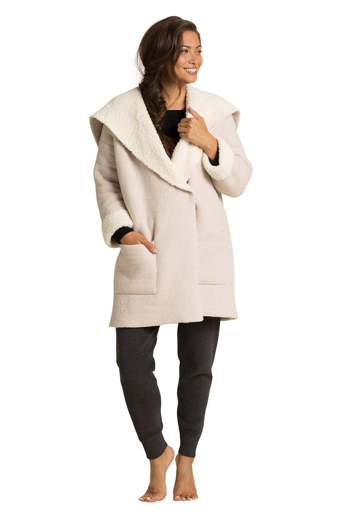 Stone Cream Shearling Car Coat K534