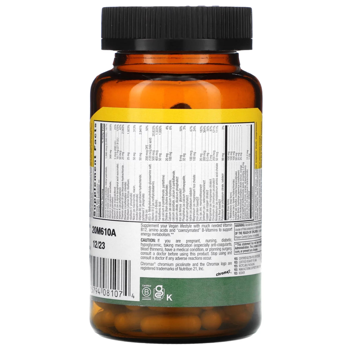 120 Vegan Capsules Multivitamin & Mineral Complex Q497664
