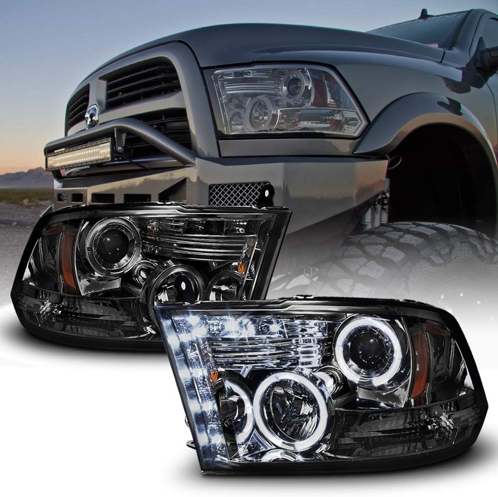 Black Smoked LED Projector Headlights Assembly R29123