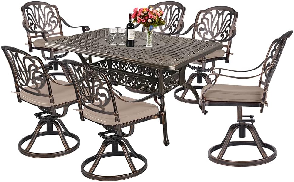5-Piece Cast Aluminum Patio Dining Set with Umbrella Hole B273086