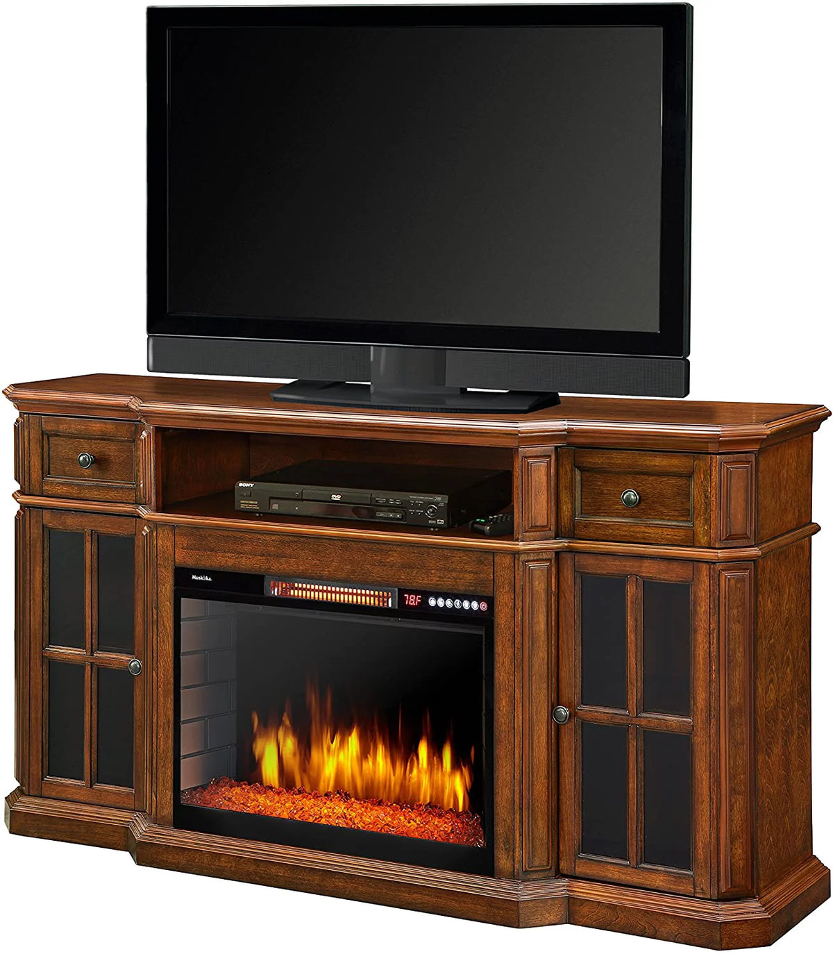 Aged Cherry Electric Fireplace TV Stand K914062