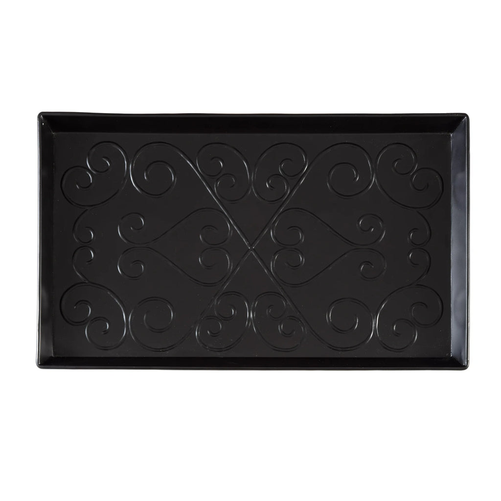 Black Metal Boot Tray with Coir Insert Q6414