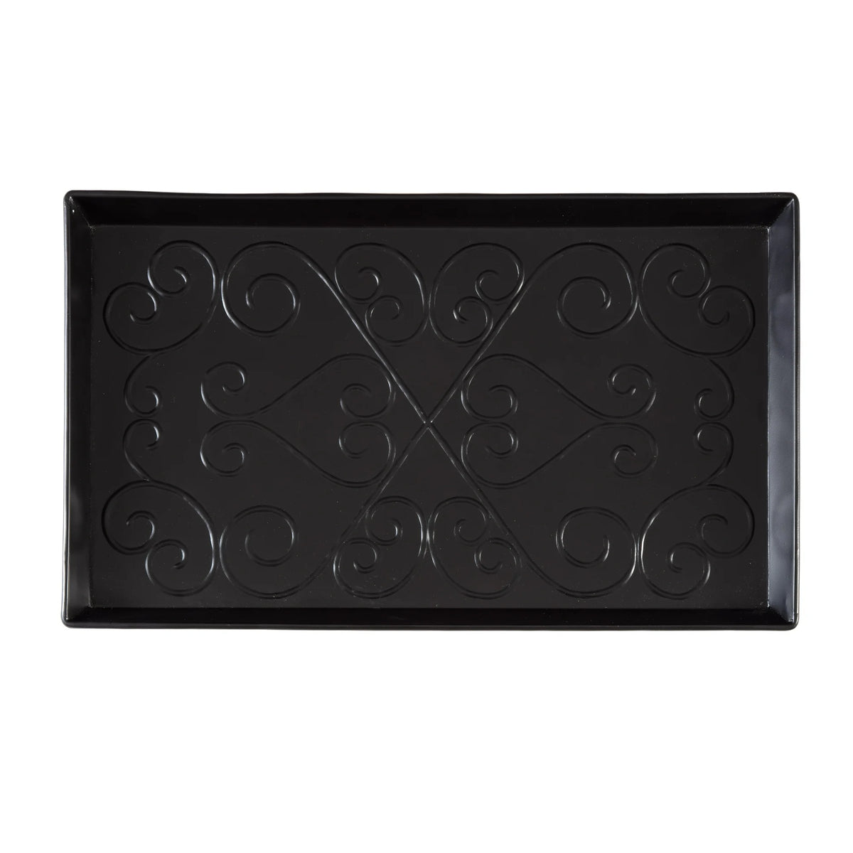 Black Metal Boot Tray with Coir Insert Q6414