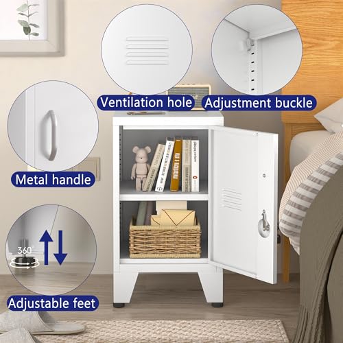 Black Metal NightStand Storage Cabinet with 1 Doors F466495