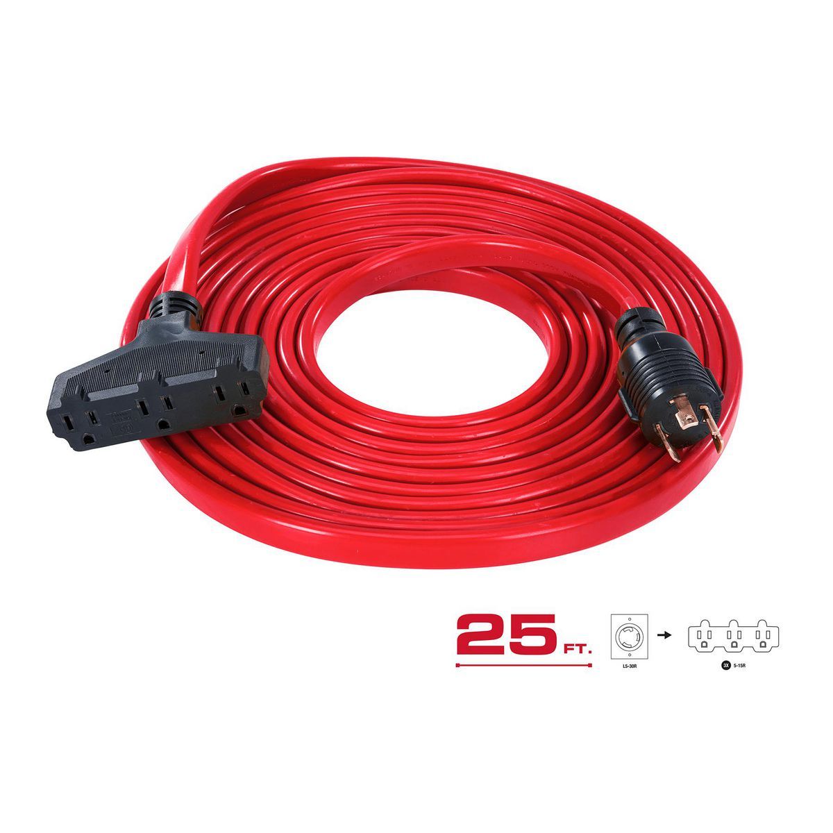 25 ft 30 Amp 125V Generator Extension Cord Adapter I14233