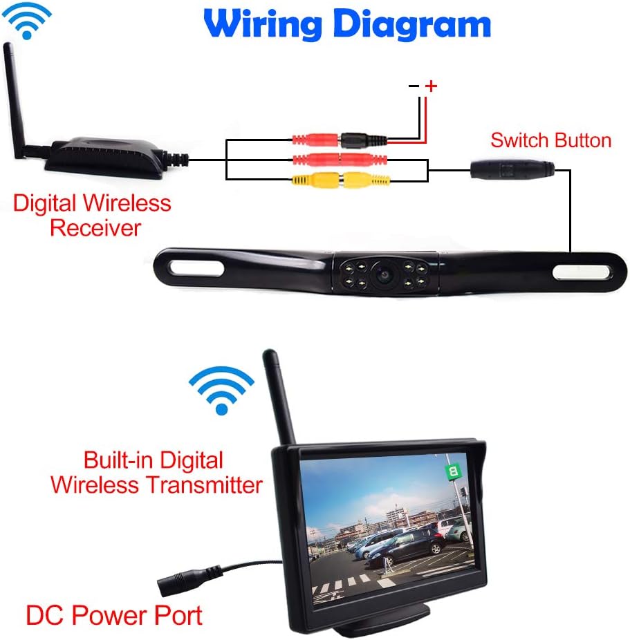 5 TFT LCD Monitor License Plate Backup Camera with 8 LED Night Vision E82360