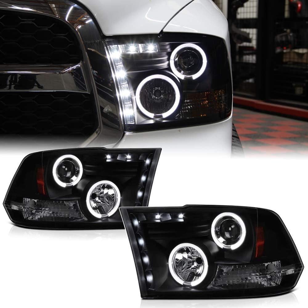 Black Smoked LED Projector Headlights Assembly R29123