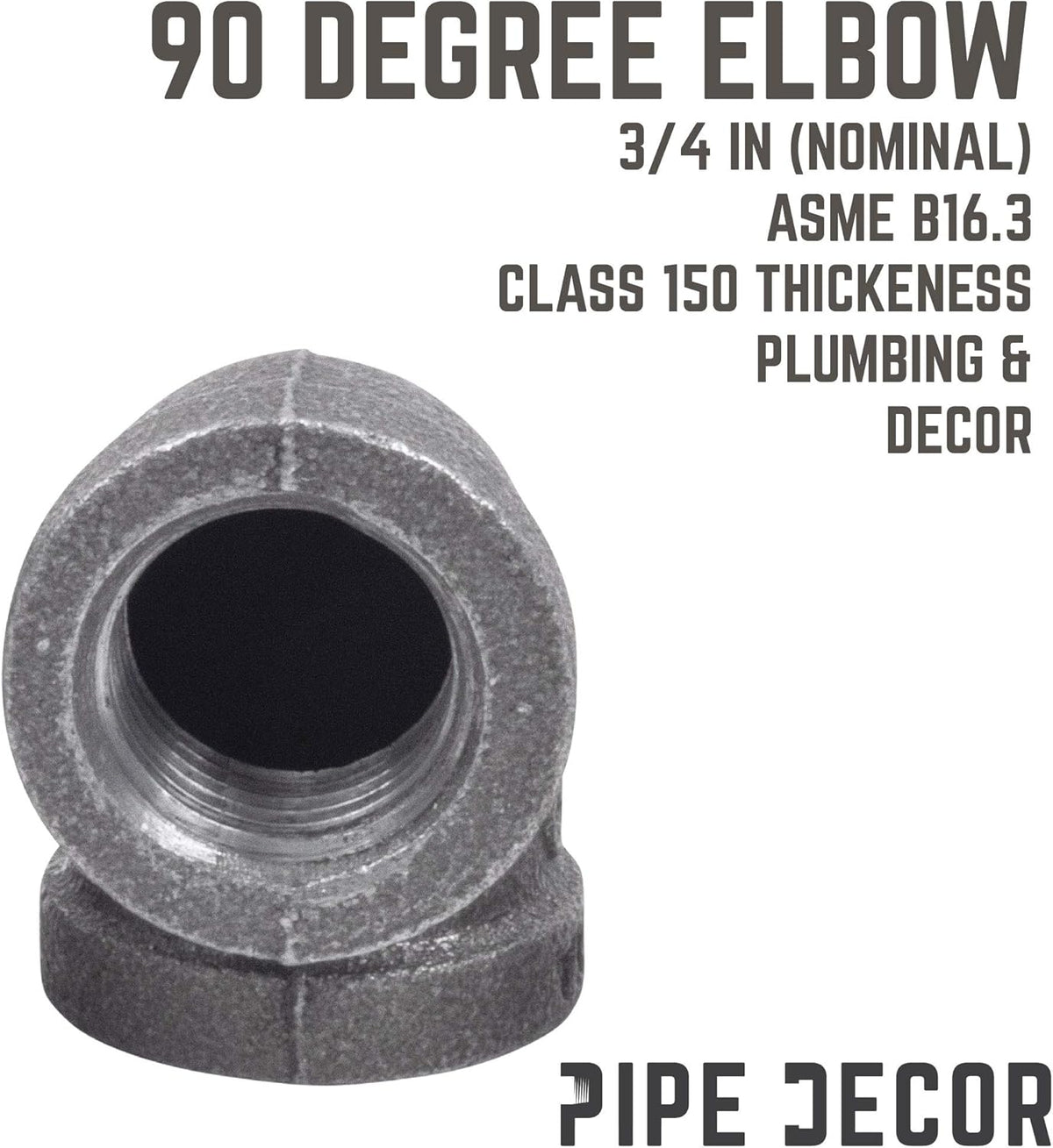 1/2 in. Black Malleable Iron 90 Degree Elbow, 10 Pack E1777