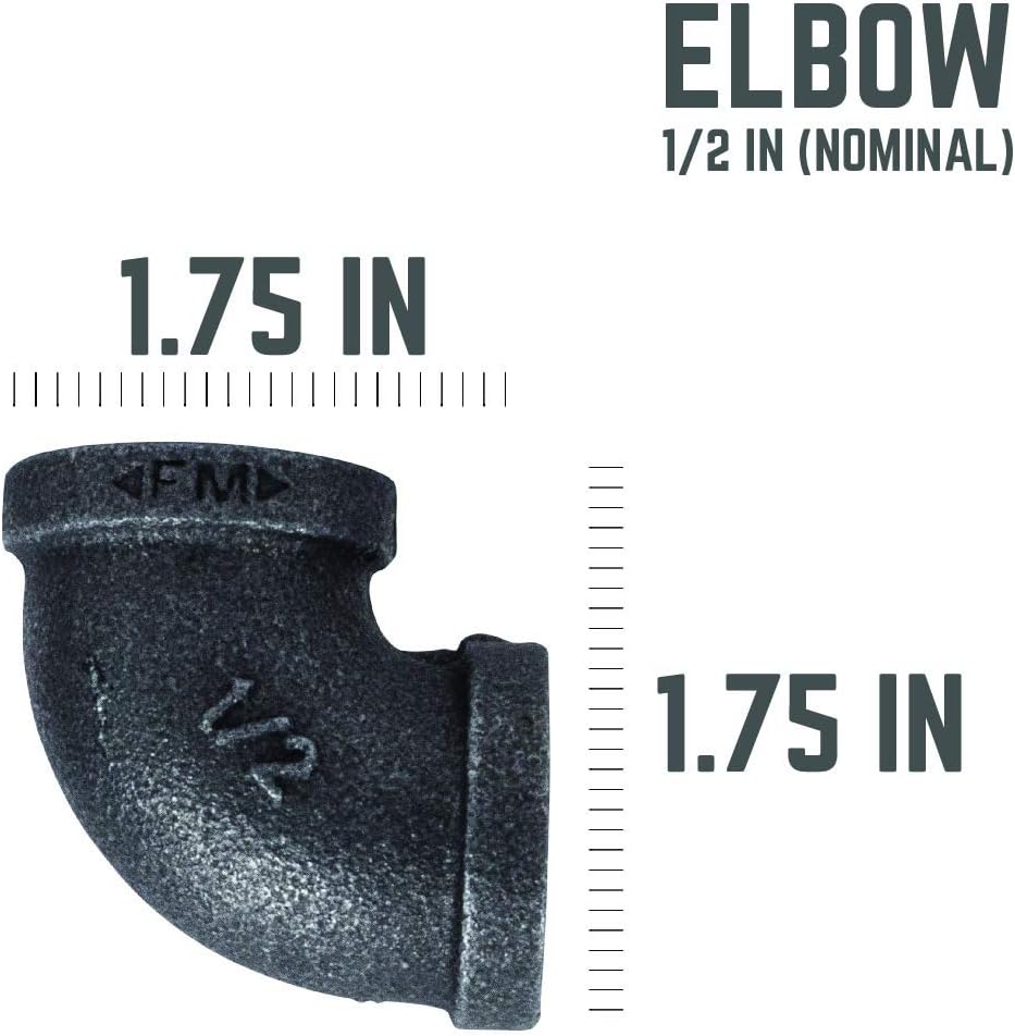 1/2 in. Black Malleable Iron 90 Degree Elbow, 10 Pack E1777