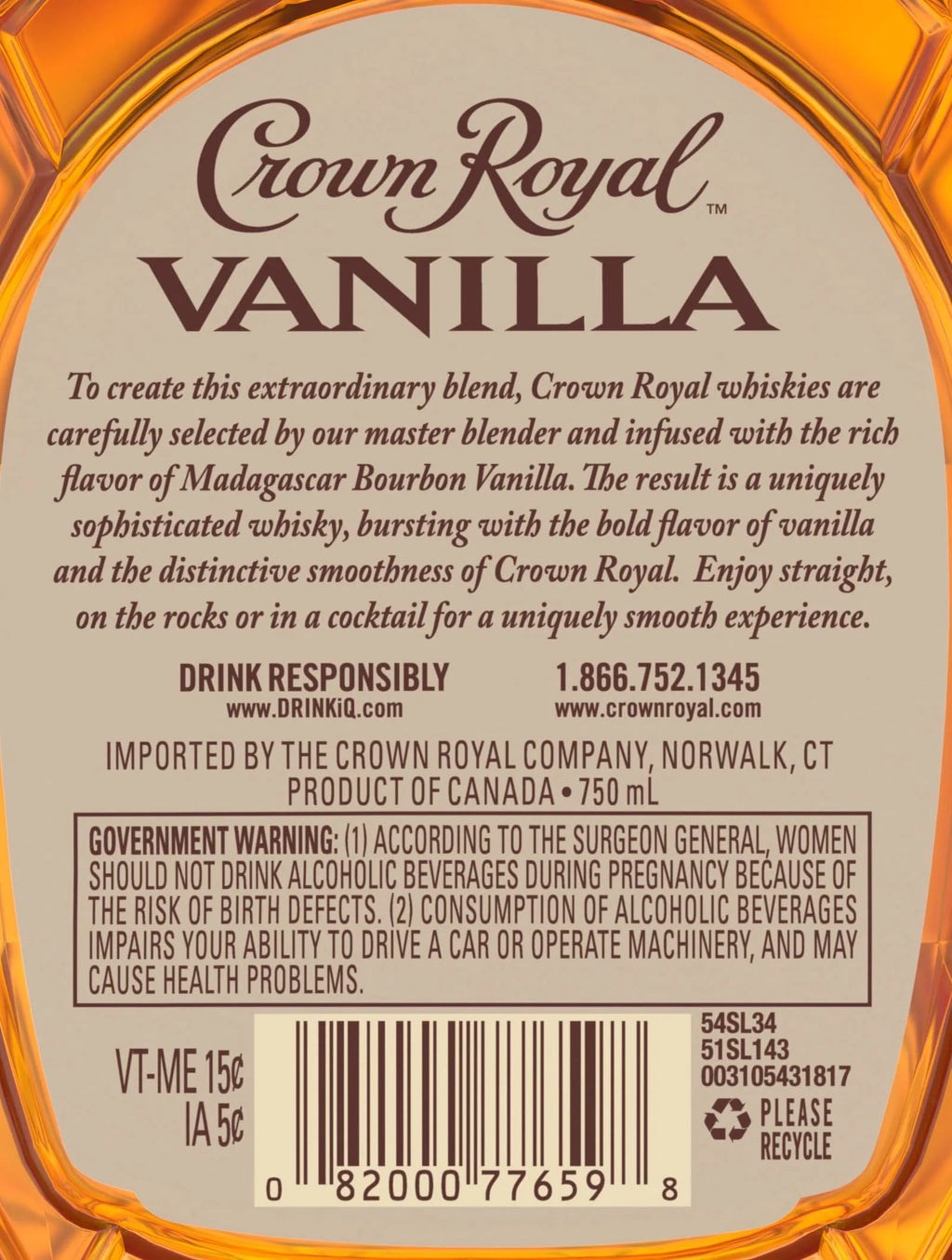 Vanilla Flavored Whisky, 750 ml, 35% ABV I36441