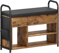 Rustic Brown and Ink Black Shoe Bench with Storage Z691411