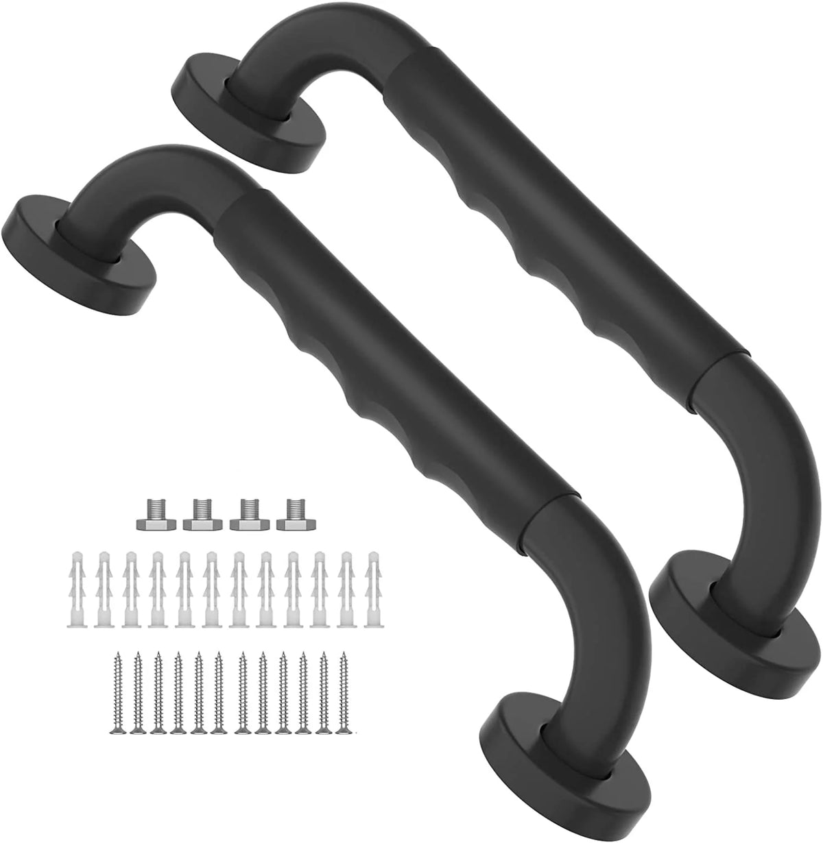 2 Pack 12 Inch Black Shower Grab Bar with Anti Slip Rubber Grip J8767
