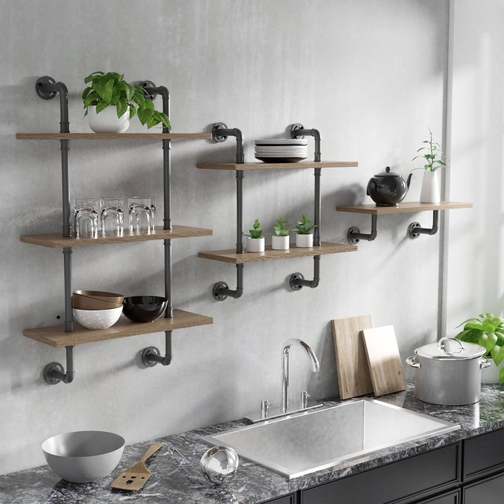 2-Tier Floating Ladder Wall Shelf B593