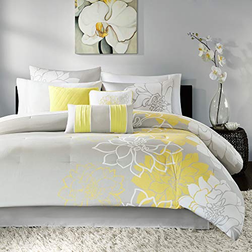 Grey/Aqua Cal King 7 Piece Sateen Cotton Comforter Set A27082
