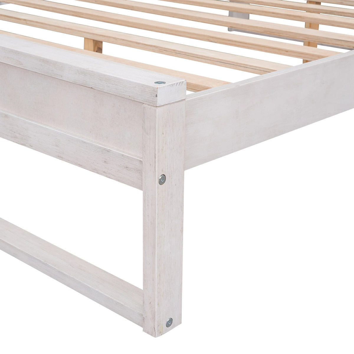 White Queen Size Platform Bed Frame with Storage P7867