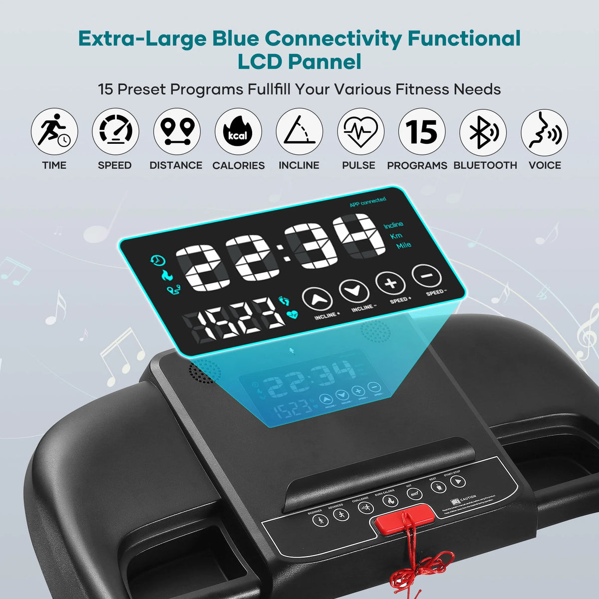 17 Wide Electric Folding Treadmill with Auto Incline N1709