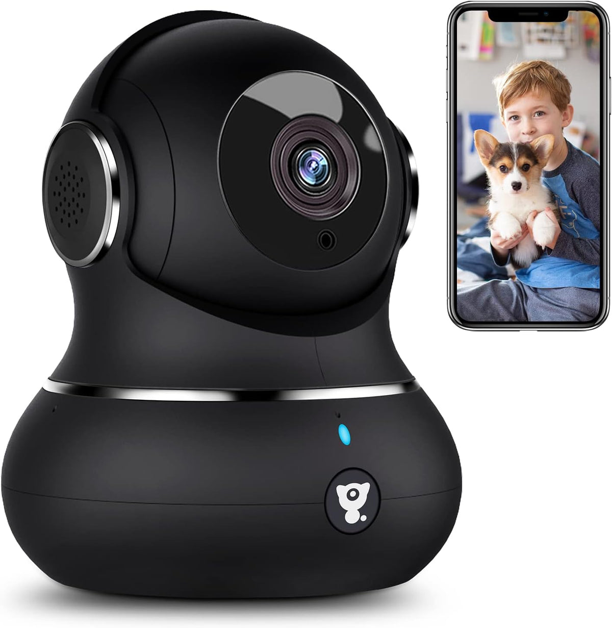 Indoor Security Camera, 1080P WiFi Camera with Motion Detection, Night Vision, 2-Way Audio, 360 Degree Black I7920