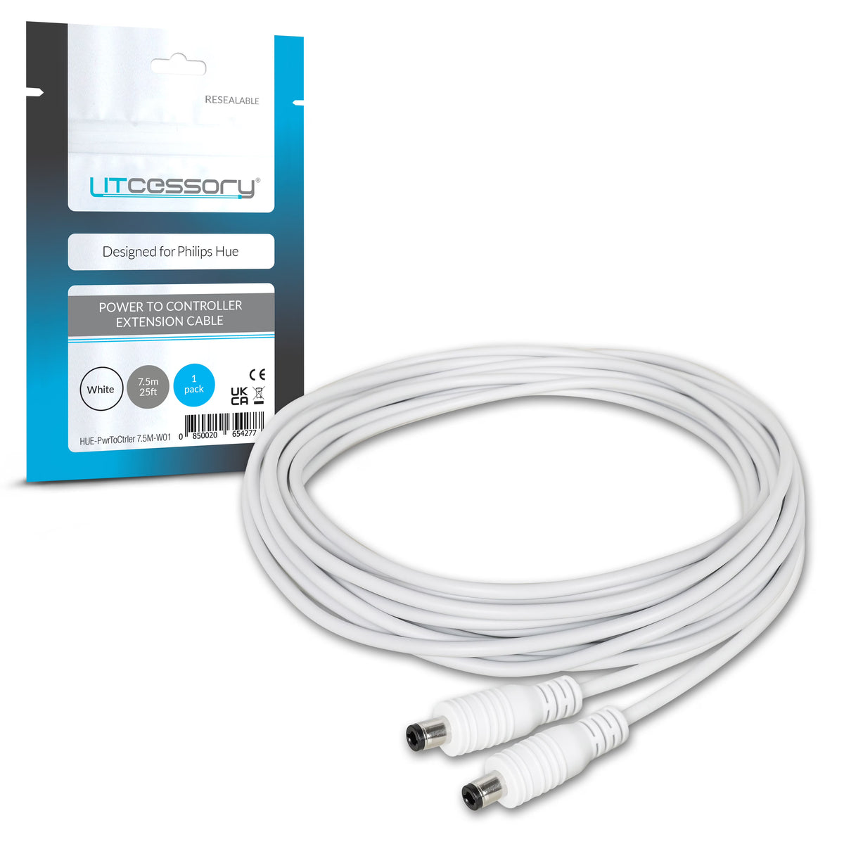 25ft White Extension Cable for Philips Hue Lightstrip L789