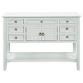 Light Blue Rectangle Wooden Console Table with 7-Drawers, 1-Cabinet and 1-Shelf I46985