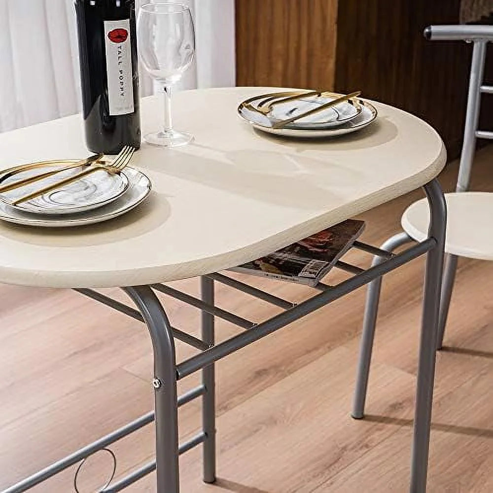 Black Space Saving Dining Table Set with 2 Chairs I206