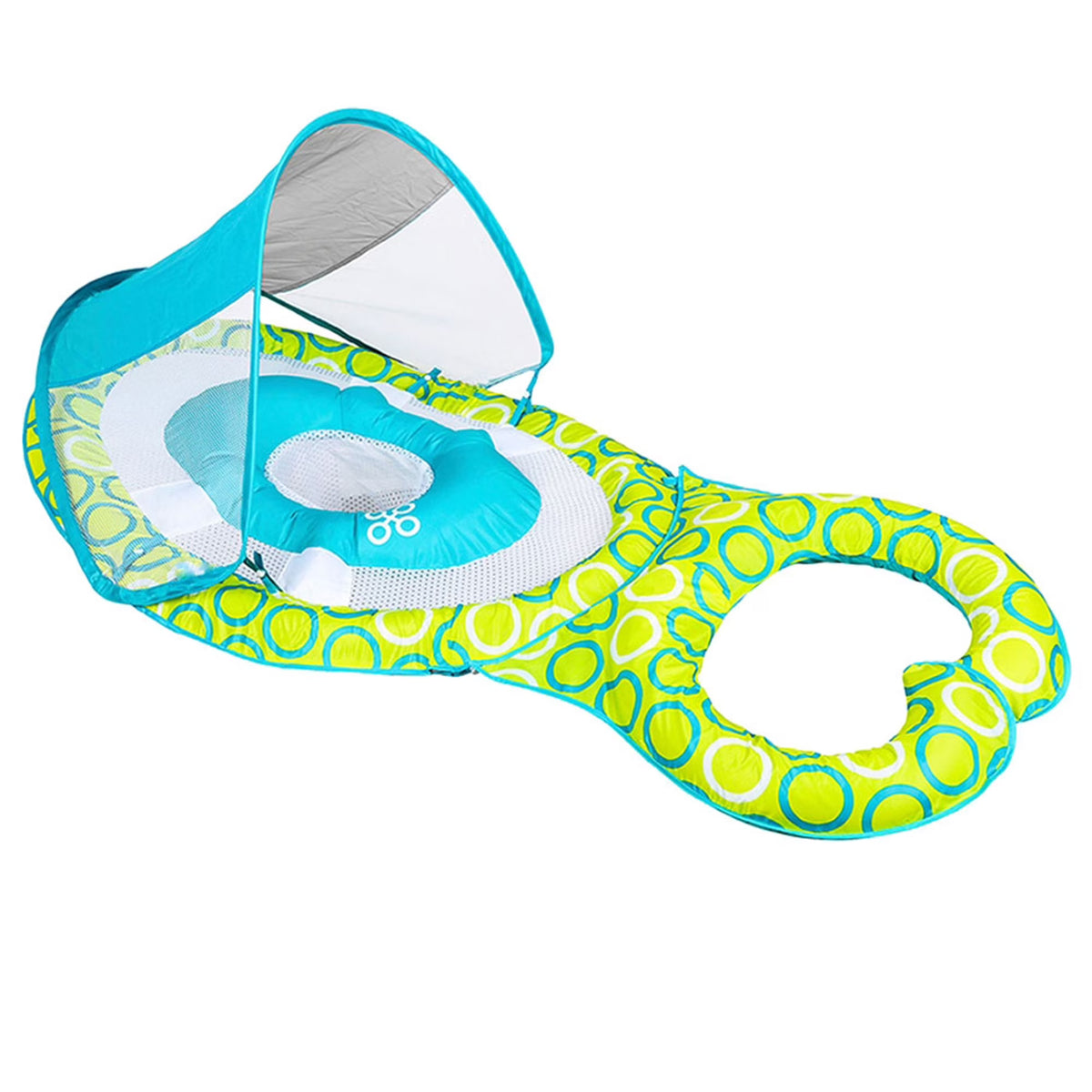 Green/Blue Inflatable Baby Spring Float with Removable UPF 50 Sun Canopy Y15682
