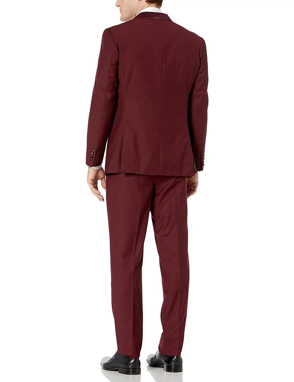 Men's Single Breasted Three Piece Shawl Collar Tuxedo Burgundy I1208