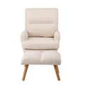 Beige Fabric Accent Chair with Ottoman V483