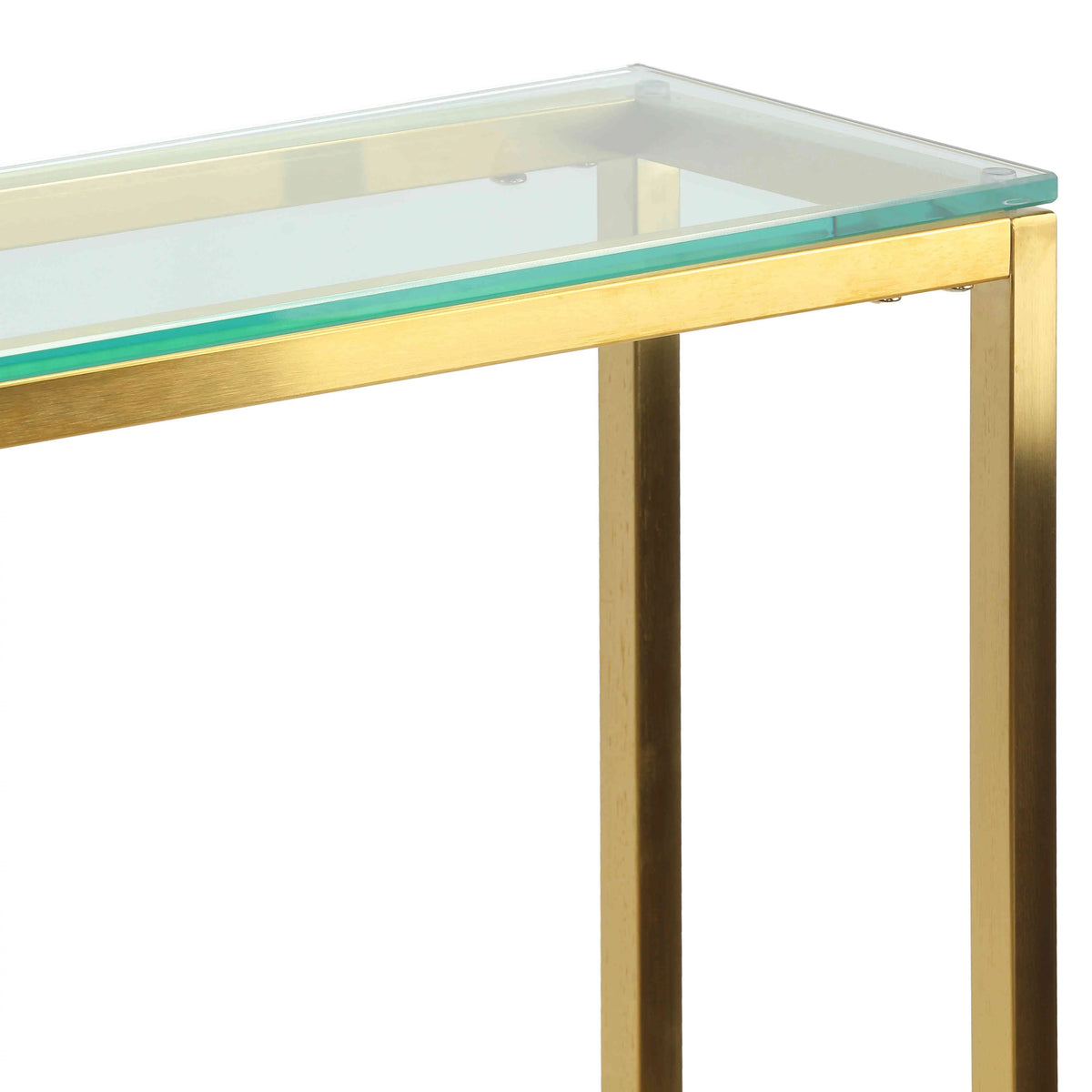 Brushed Gold Console Table with Clear Glass C733914