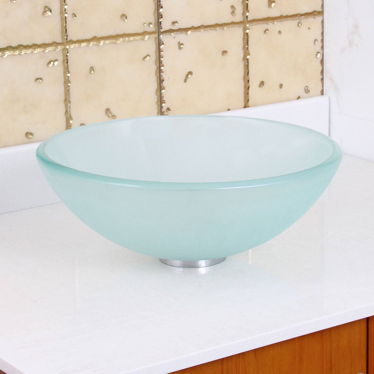 Frosted Tempered Glass Bathroom Vessel Sink with Faucet Combo U410