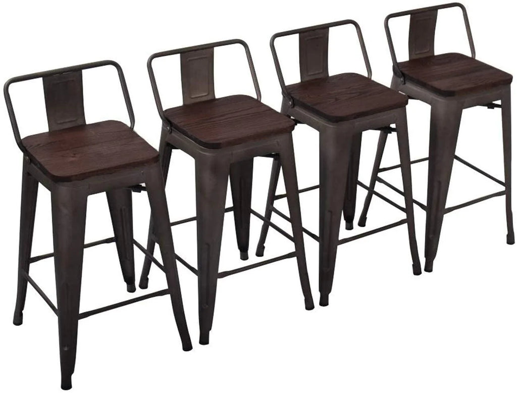 24 Metal Barstools Set of 4 Counter Height with Back N548306