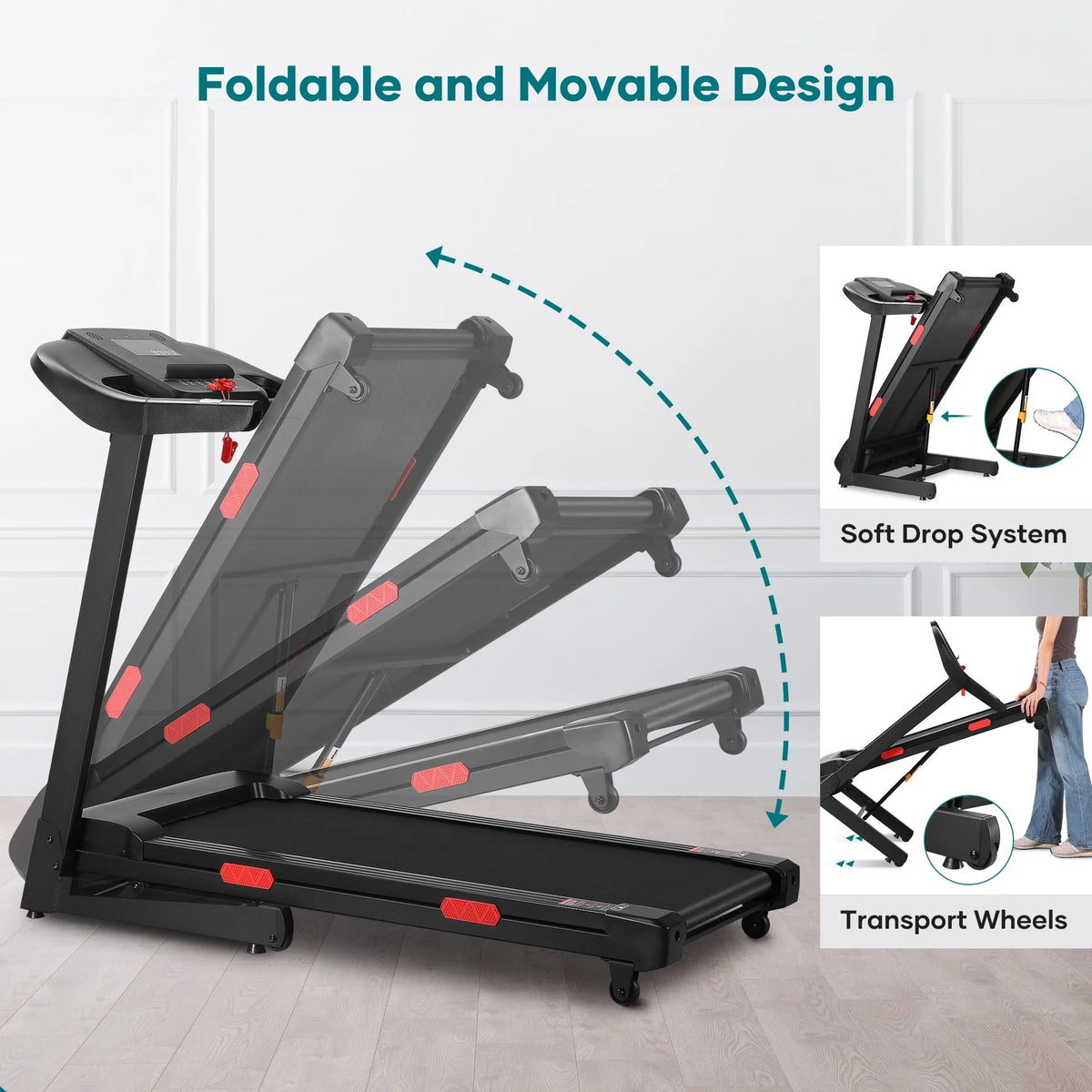 17 Wide Electric Folding Treadmill with Auto Incline N1709