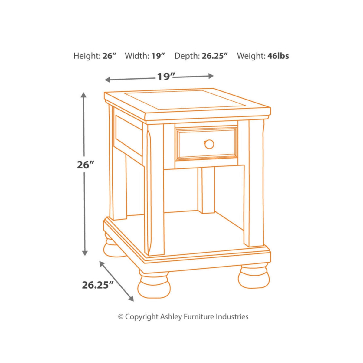 Medium Brown Chair Side End Table X876042