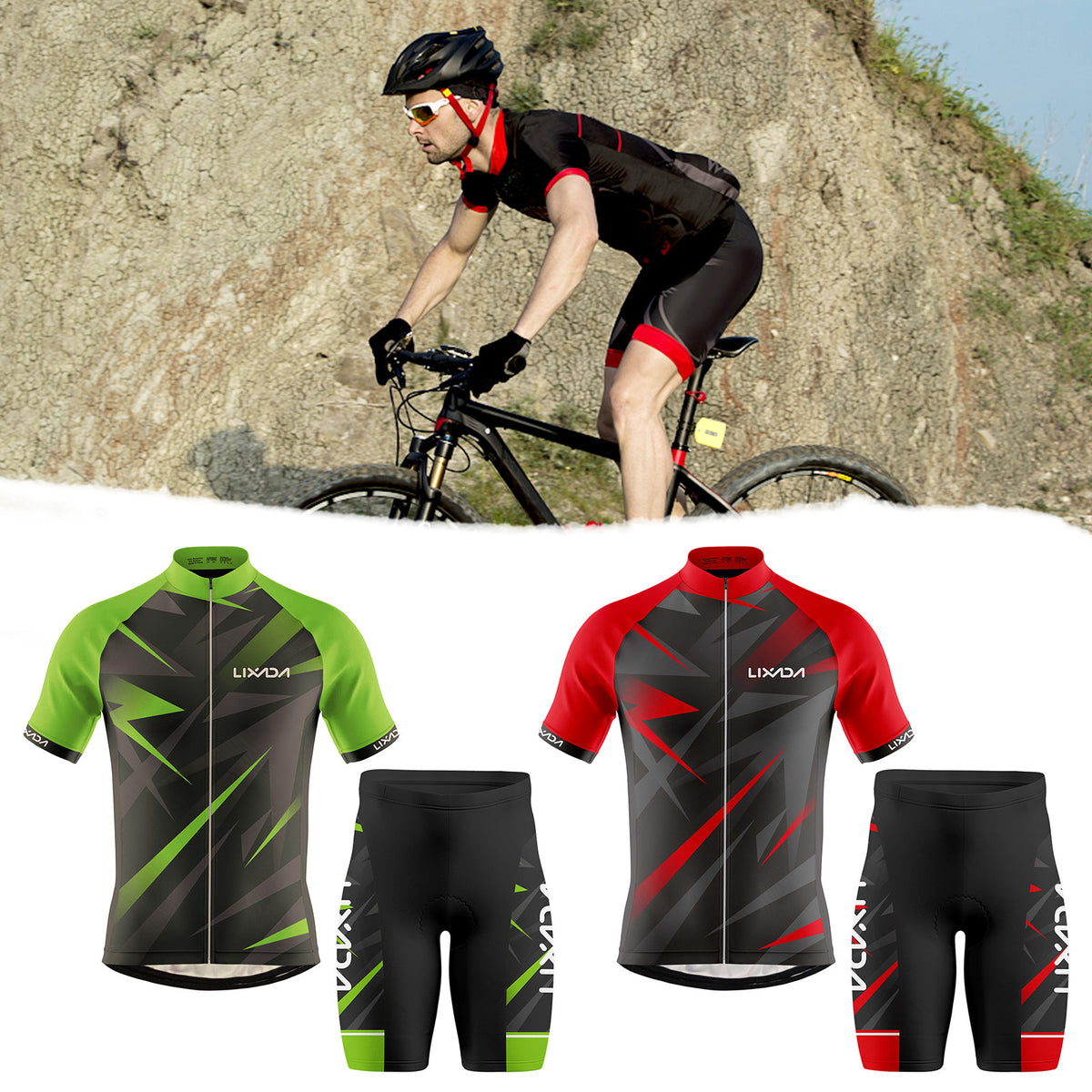 Breathable Sleeve Padded Cycling Jersey Set F49445
