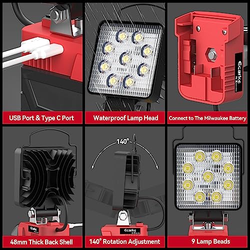 48W 4800LM LED Work Light with USB Type-C Charging Port H859930