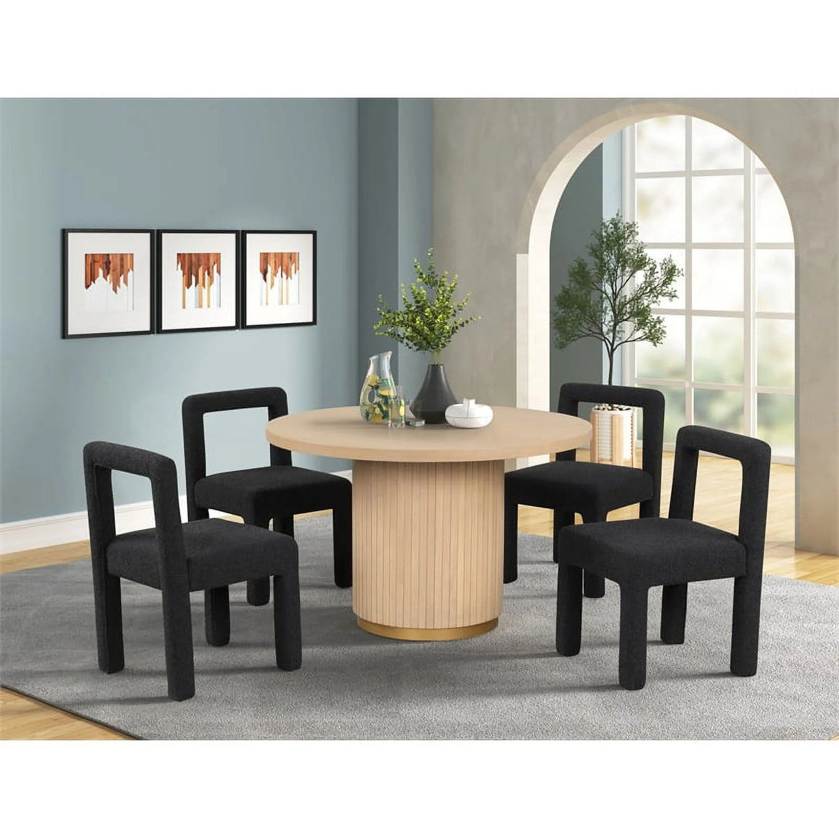 Light Brown Oak Wood Pedestal Dining Table F5863