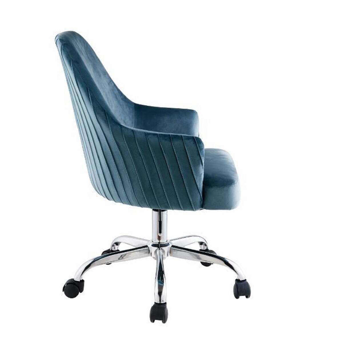 Blue Velvet Adjustable Swivel Office Chair K795774