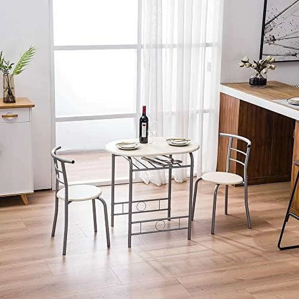 Black Space Saving Dining Table Set with 2 Chairs I206