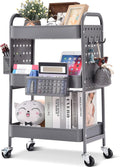 Pink 3-Tier Rolling Utility Storage Cart with Removable Baskets B537144