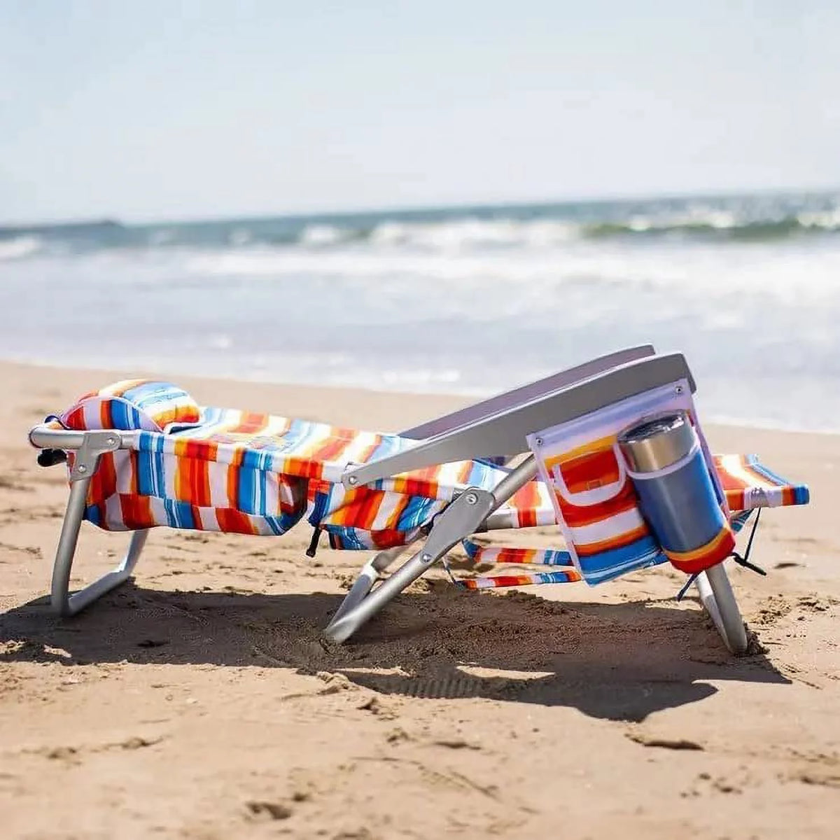 Backpack Beach Chair 5-Position Lay Flat Insulated Cooler W466