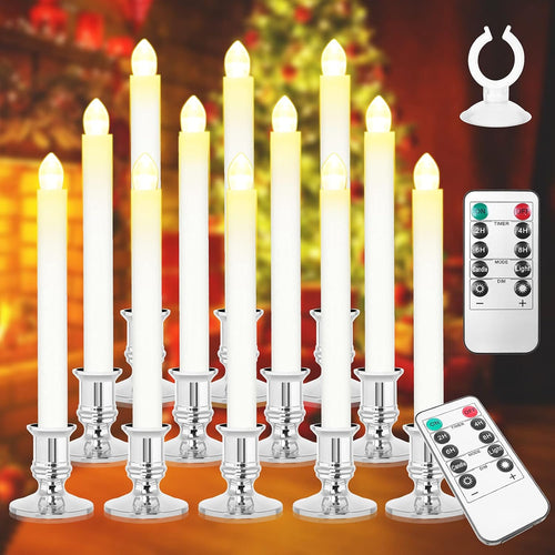 12 Pack Battery Operated Flameless Candles with Timer and 2 Remote Controls M342169