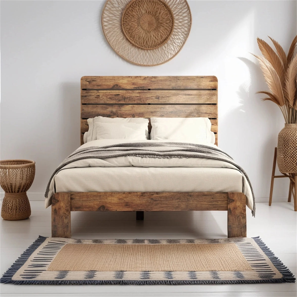 Full Size Bed Frame with Headboard and Under Bed Storage O55619