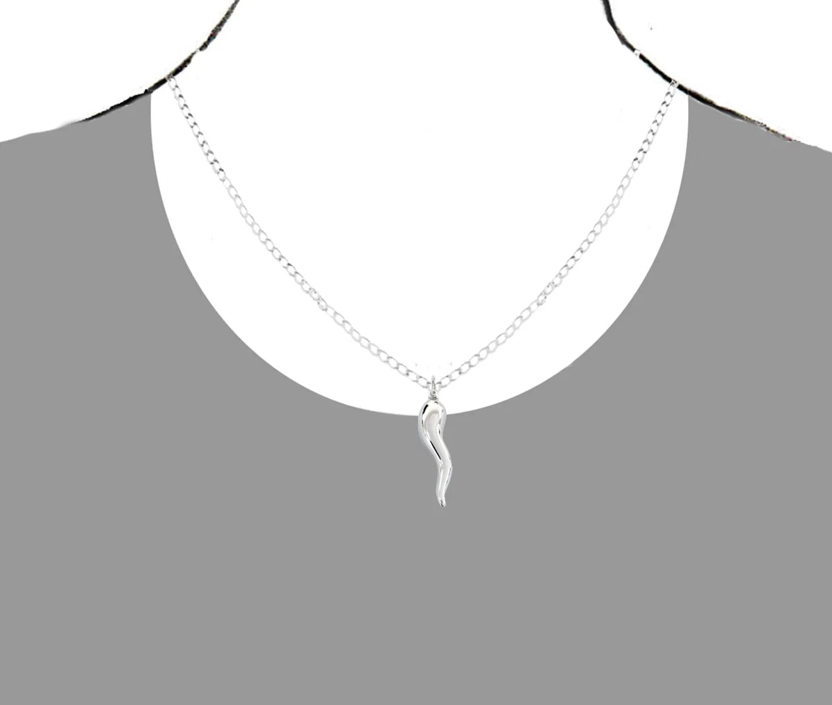 Italian Horn Curb Chain Necklace 18 20 24 Inches S392027