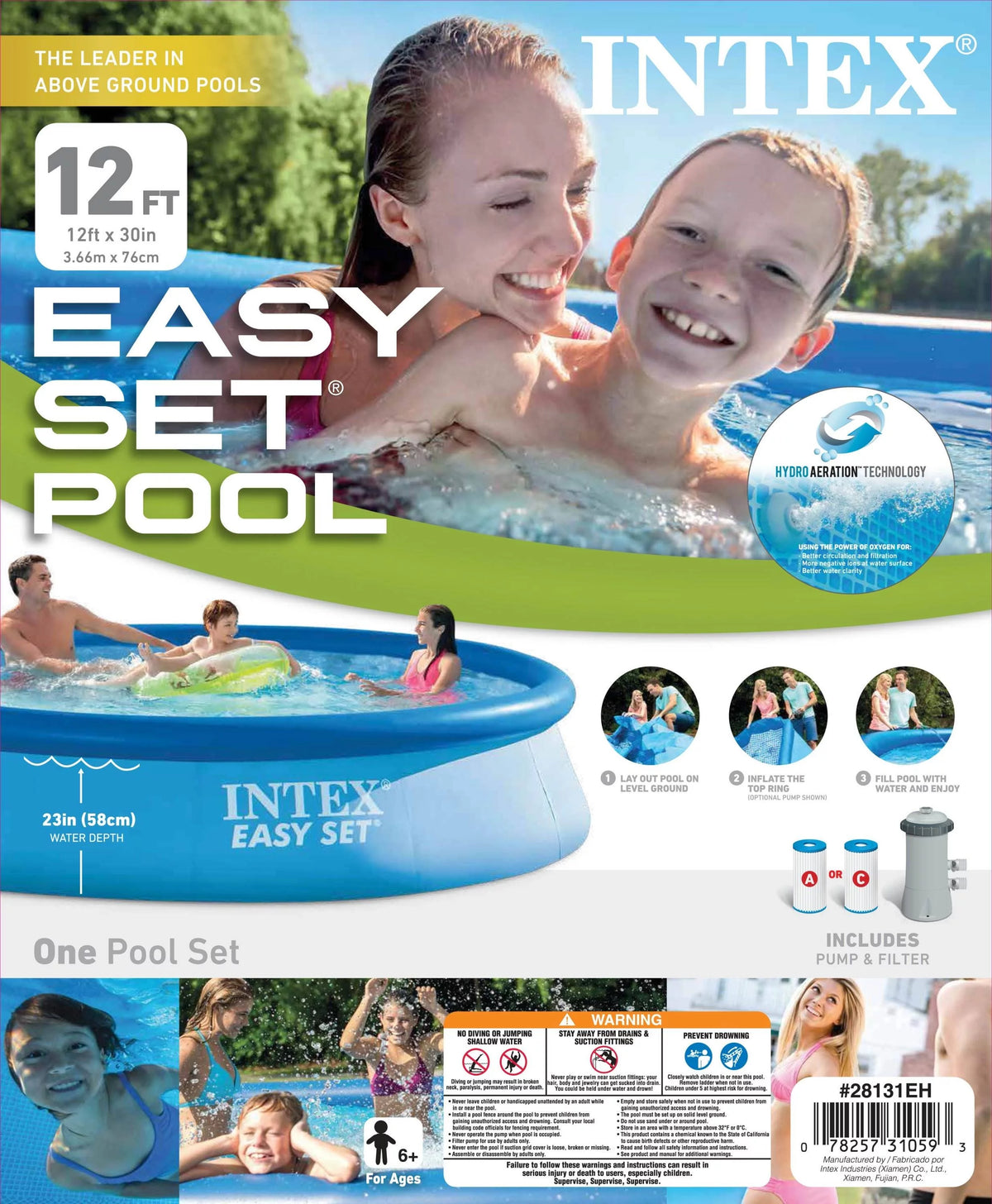 12' x 30 Above Ground Swimming Pool with Filter Pump C76835